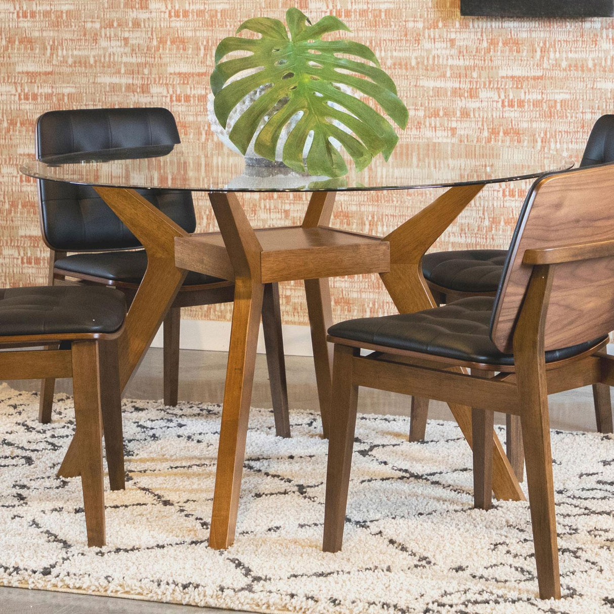  Coaster Furniture Paxton 122180BG Round 48-inch Glass Top Wood Dining Table - Nutmeg IMAGE 2