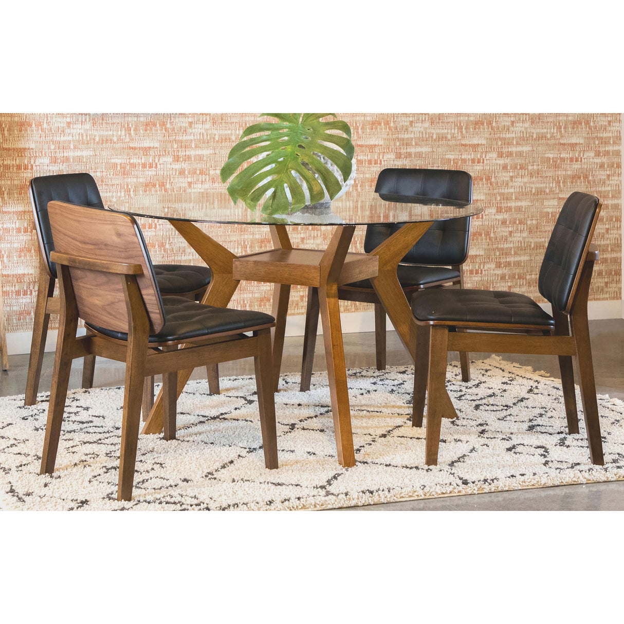  Coaster Furniture Paxton 122180BG Round 48-inch Glass Top Wood Dining Table - Nutmeg IMAGE 3