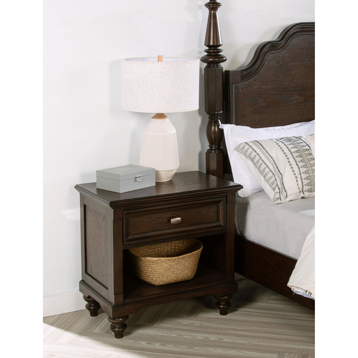  Coaster Furniture Andover 223632 1-Drawer Nightstand Bedside Table - Dark Oak IMAGE 2