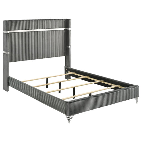  Coaster Furniture Lucia 224991Q 61-inch Upholstered Queen Wingback Bed - Grey IMAGE 3