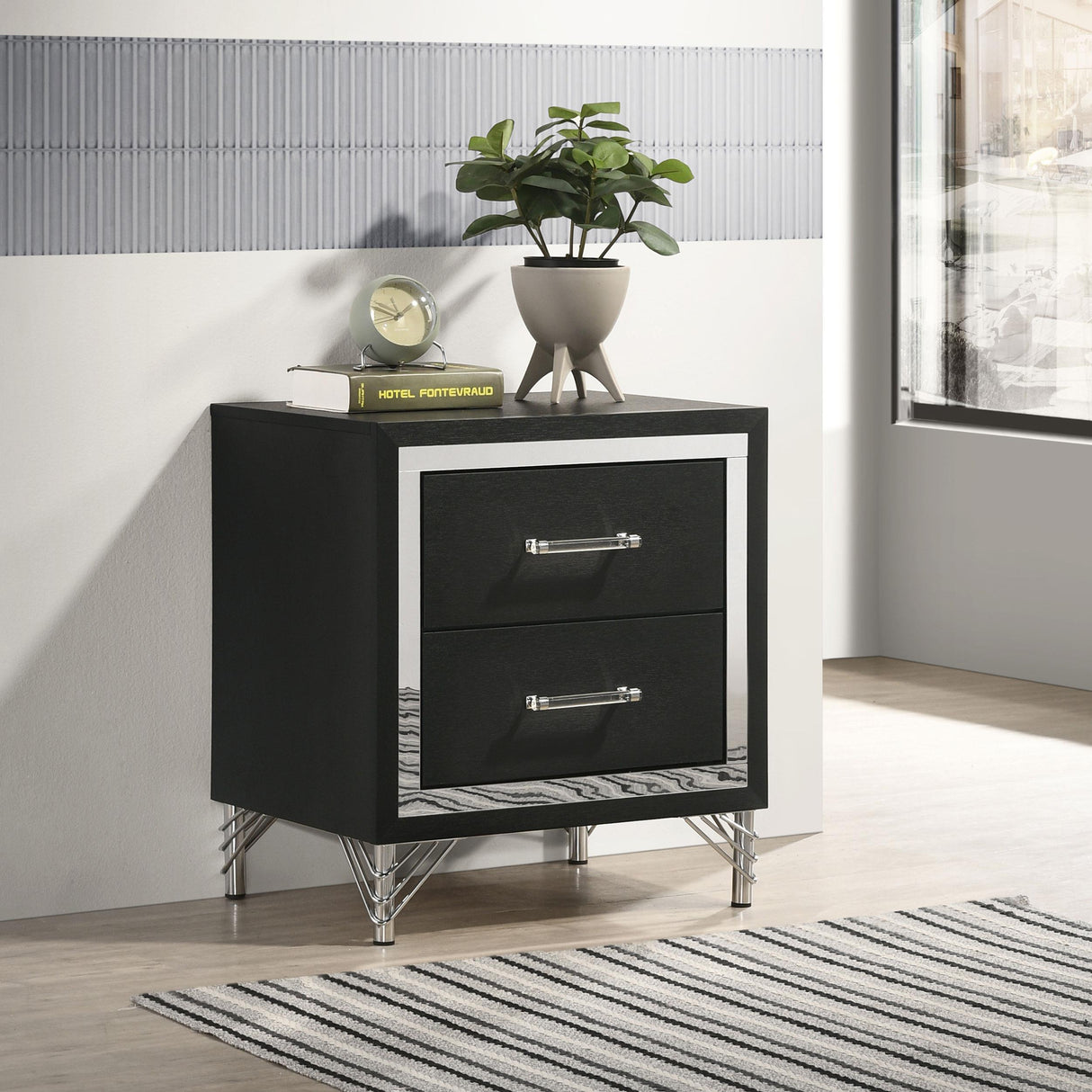  Coaster Furniture Lucia 224992 2-Drawer Nightstand Bedside Table - Black IMAGE 2