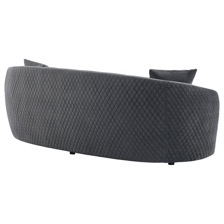  Coaster Furniture Brookside 504844 Velvet Upholstered Curved Sofa - Dark Grey IMAGE 6