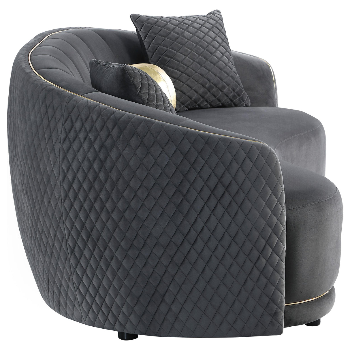  Coaster Furniture Brookside 504844 Velvet Upholstered Curved Sofa - Dark Grey IMAGE 7