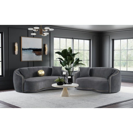  Coaster Furniture Brookside 504845 Velvet Upholstered Curved Loveseat - Dark Grey IMAGE 10