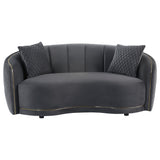  Coaster Furniture Brookside 504845 Velvet Upholstered Curved Loveseat - Dark Grey IMAGE 2