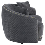  Coaster Furniture Brookside 504845 Velvet Upholstered Curved Loveseat - Dark Grey IMAGE 7