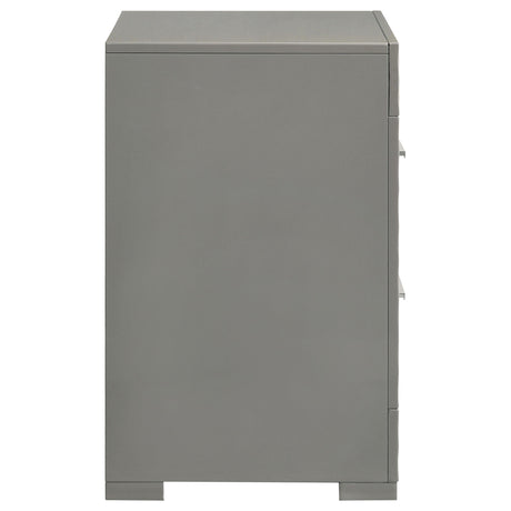  Coaster Furniture Ives 224972 2-Drawer Nightstand Bedside Table - Grey High Gloss IMAGE 9