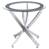  Coaster Furniture Brooke 702588-S2 2-piece Round Glass Top Coffee Table Set - Chrome IMAGE 4