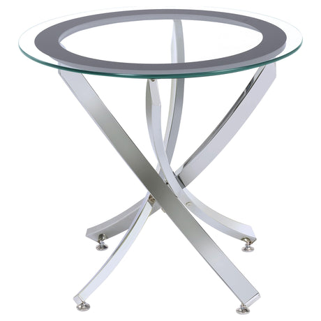  Coaster Furniture Brooke 702588-S2 2-piece Round Glass Top Coffee Table Set - Chrome IMAGE 4