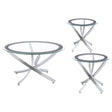  Coaster Furniture Brooke 702588-SET 3-piece Round Glass Top Coffee Table Set - Chrome IMAGE 1