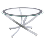  Coaster Furniture Brooke 702588-SET 3-piece Round Glass Top Coffee Table Set - Chrome IMAGE 3