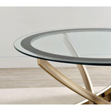  Coaster Furniture Brooke 707888 Round Glass Top Coffee Table Metal Base - Brass IMAGE 5
