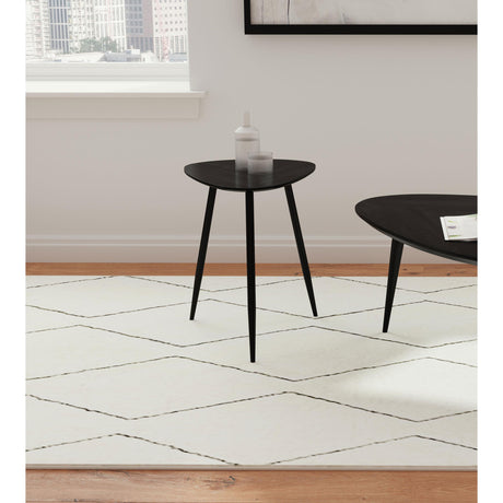  Coaster Furniture Odessa 707917 Triangular Solid Wood End Table - Black IMAGE 2