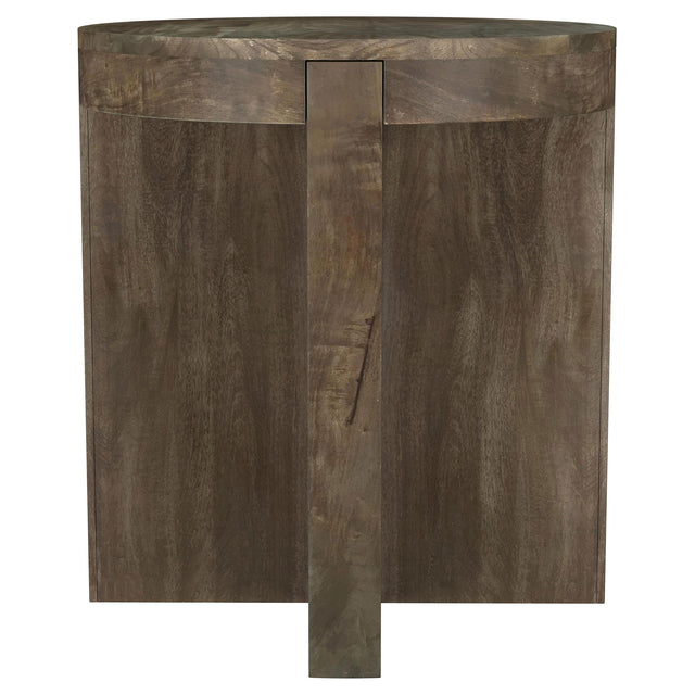  Coaster Furniture Kinkaid 710137 Round Solid Mango Wood End Table - Brown IMAGE 1