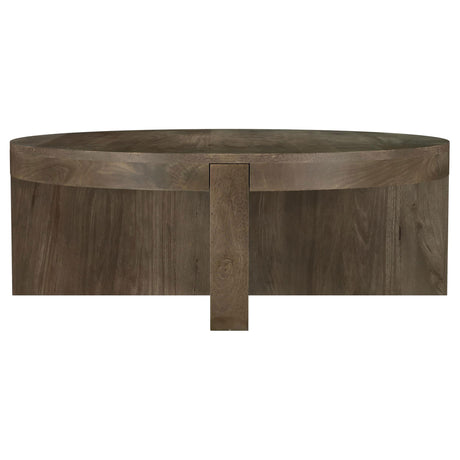  Coaster Furniture Kinkaid 710138 Round Solid Mango Wood Coffee Table - Brown IMAGE 1