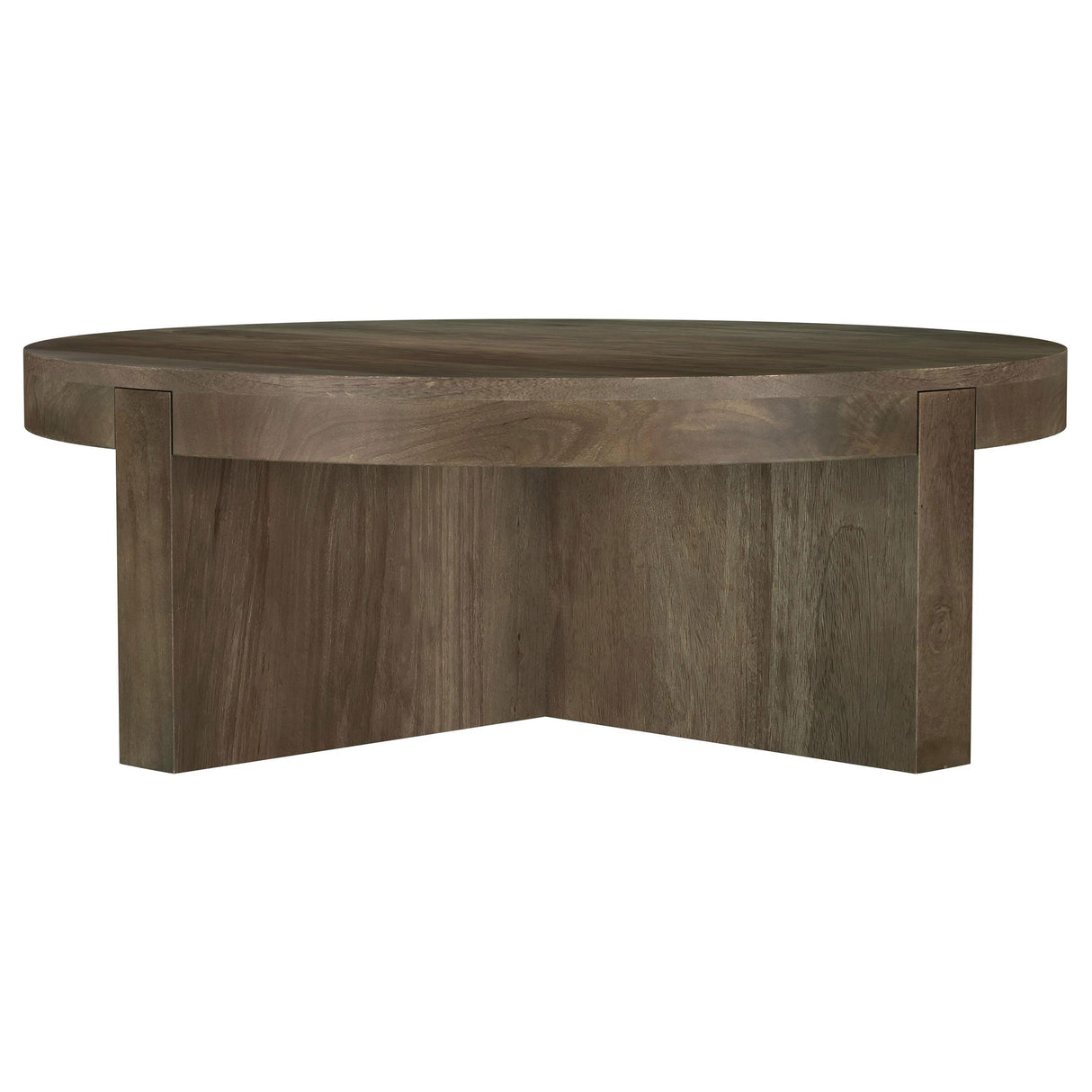  Coaster Furniture Kinkaid 710138 Round Solid Mango Wood Coffee Table - Brown IMAGE 4