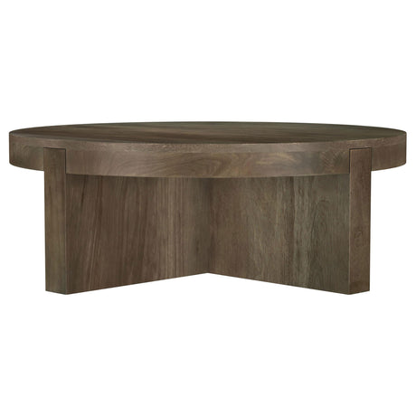  Coaster Furniture Kinkaid 710138 Round Solid Mango Wood Coffee Table - Brown IMAGE 4