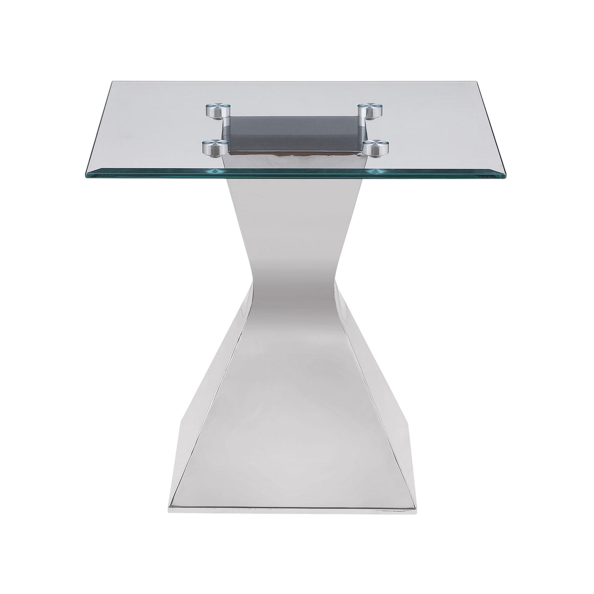  Coaster Furniture Jenny 710207 Glass Top Stainless Steel Side End Table - Chrome IMAGE 3