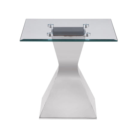  Coaster Furniture Jenny 710207 Glass Top Stainless Steel Side End Table - Chrome IMAGE 3