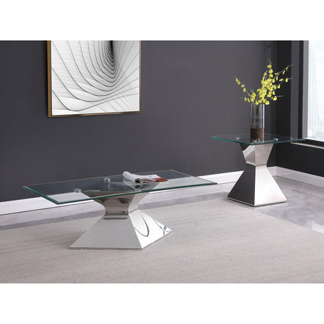  Coaster Furniture Jenny 710207 Glass Top Stainless Steel Side End Table - Chrome IMAGE 5