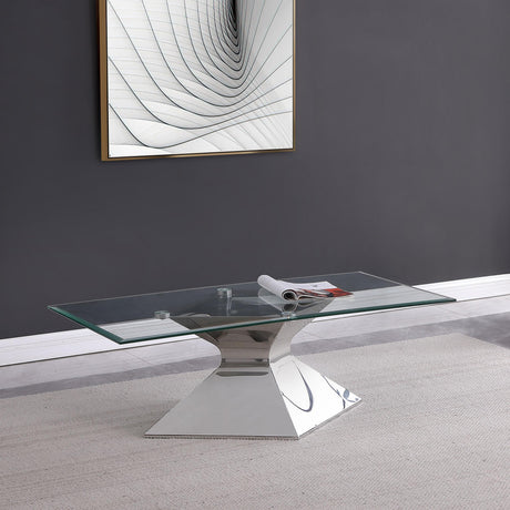  Coaster Furniture Jenny 710208 Glass Top Stainless Steel Coffee Table - Chrome IMAGE 2