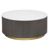  Coaster Furniture Jason 710418 Round Marble Top Coffee Table - White and Charcoal IMAGE 1