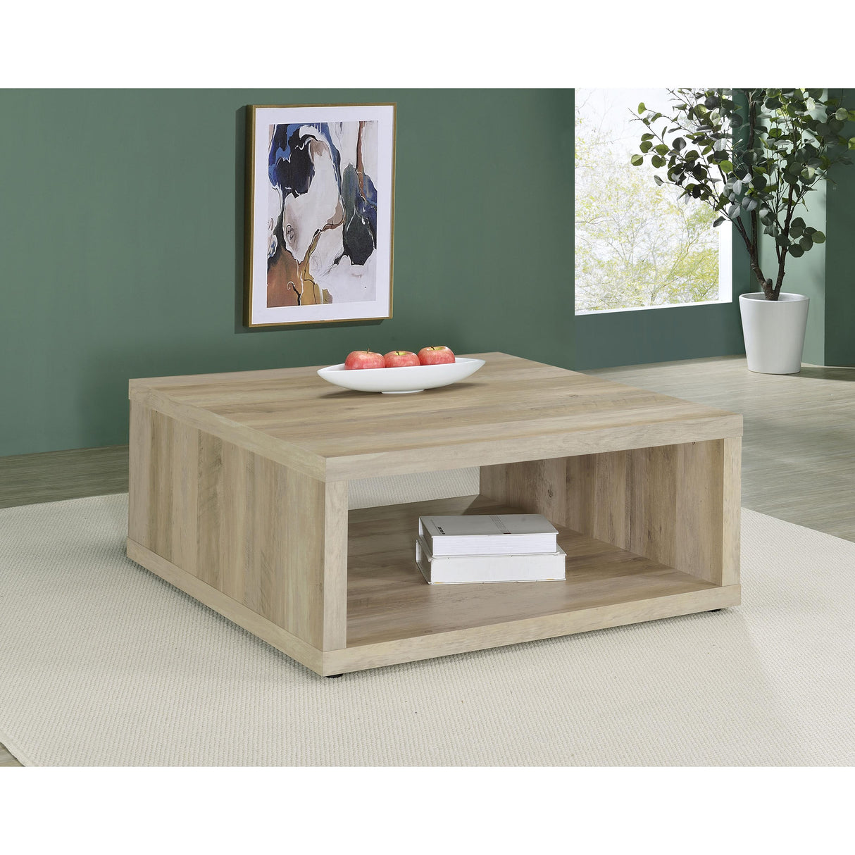  Coaster Furniture Frisco 710518 Square Engineered Wood Coffee Table - Distressed Pine IMAGE 2