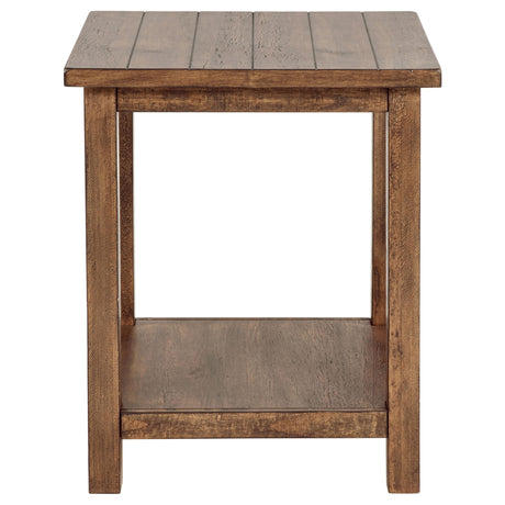  Coaster Furniture Payne 710546 Wood End Table with Shelf - Distressed Brown IMAGE 3