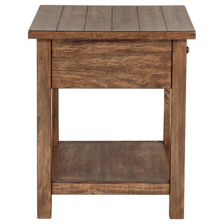  Coaster Furniture Payne 710547 1-Drawer Wood End Table with Shelf - Distressed Brown IMAGE 4
