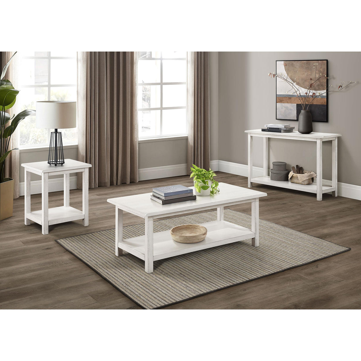  Coaster Furniture Payne 710556 Wood End Table with Shelf - Distressed White IMAGE 6