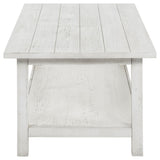  Coaster Furniture Payne 710558 Wood Coffee Table with Shelf - Distressed White IMAGE 3