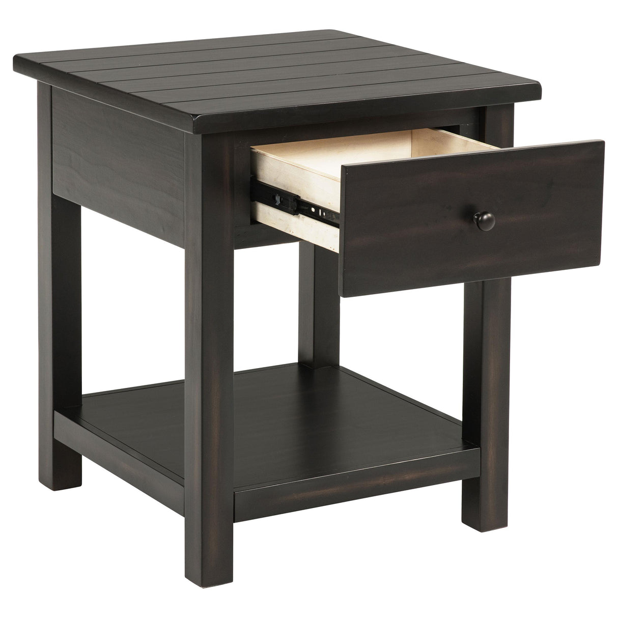  Coaster Furniture Payne 710567 1-Drawer Wood End Table with Shelf - Distressed Java IMAGE 2