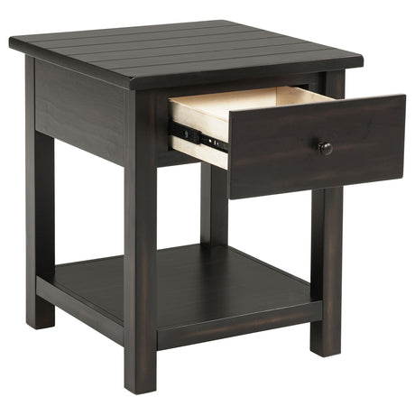  Coaster Furniture Payne 710567 1-Drawer Wood End Table with Shelf - Distressed Java IMAGE 2