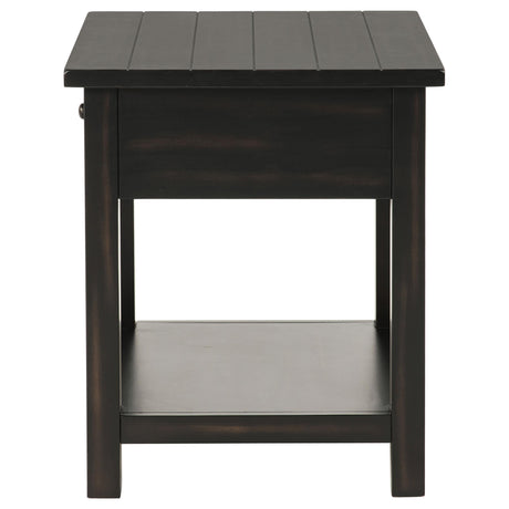  Coaster Furniture Payne 710567 1-Drawer Wood End Table with Shelf - Distressed Java IMAGE 5