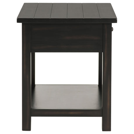  Coaster Furniture Payne 710567 1-Drawer Wood End Table with Shelf - Distressed Java IMAGE 6