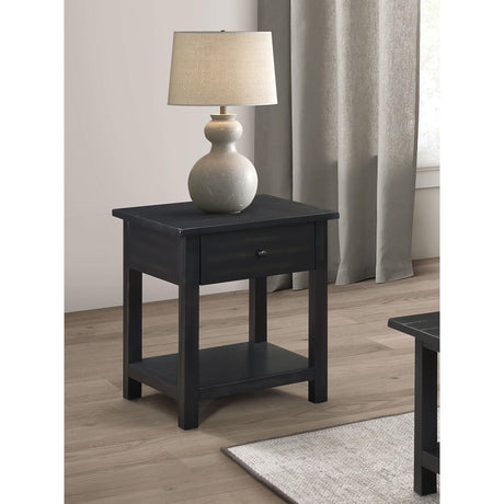  Coaster Furniture Payne 710567 1-Drawer Wood End Table with Shelf - Distressed Java IMAGE 8