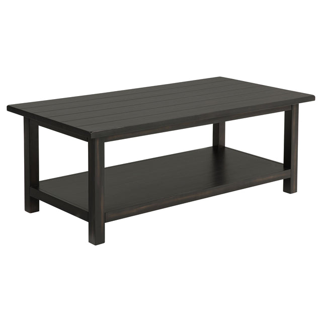  Coaster Furniture Payne 710568 Wood Coffee Table with Shelf - Distressed Java IMAGE 1