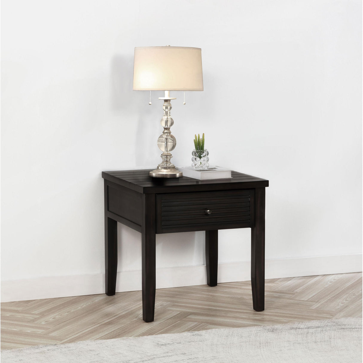  Coaster Furniture Concord 710577 1-Drawer Square End Table - Distressed Java IMAGE 2