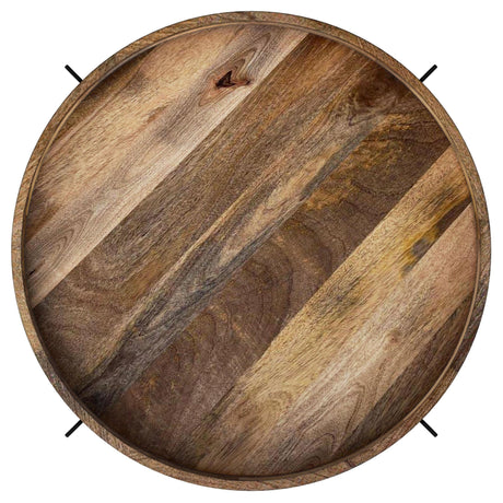  Coaster Furniture Adhvik 721888 Round Wood Top Marble Shelf Coffee Table - Natural IMAGE 4