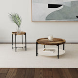  Coaster Furniture Adhvik 721888 Round Wood Top Marble Shelf Coffee Table - Natural IMAGE 5