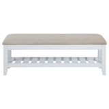  Coaster Furniture Bexhill 223476 Upholstered Rectangular Bench with Shelf - White IMAGE 3