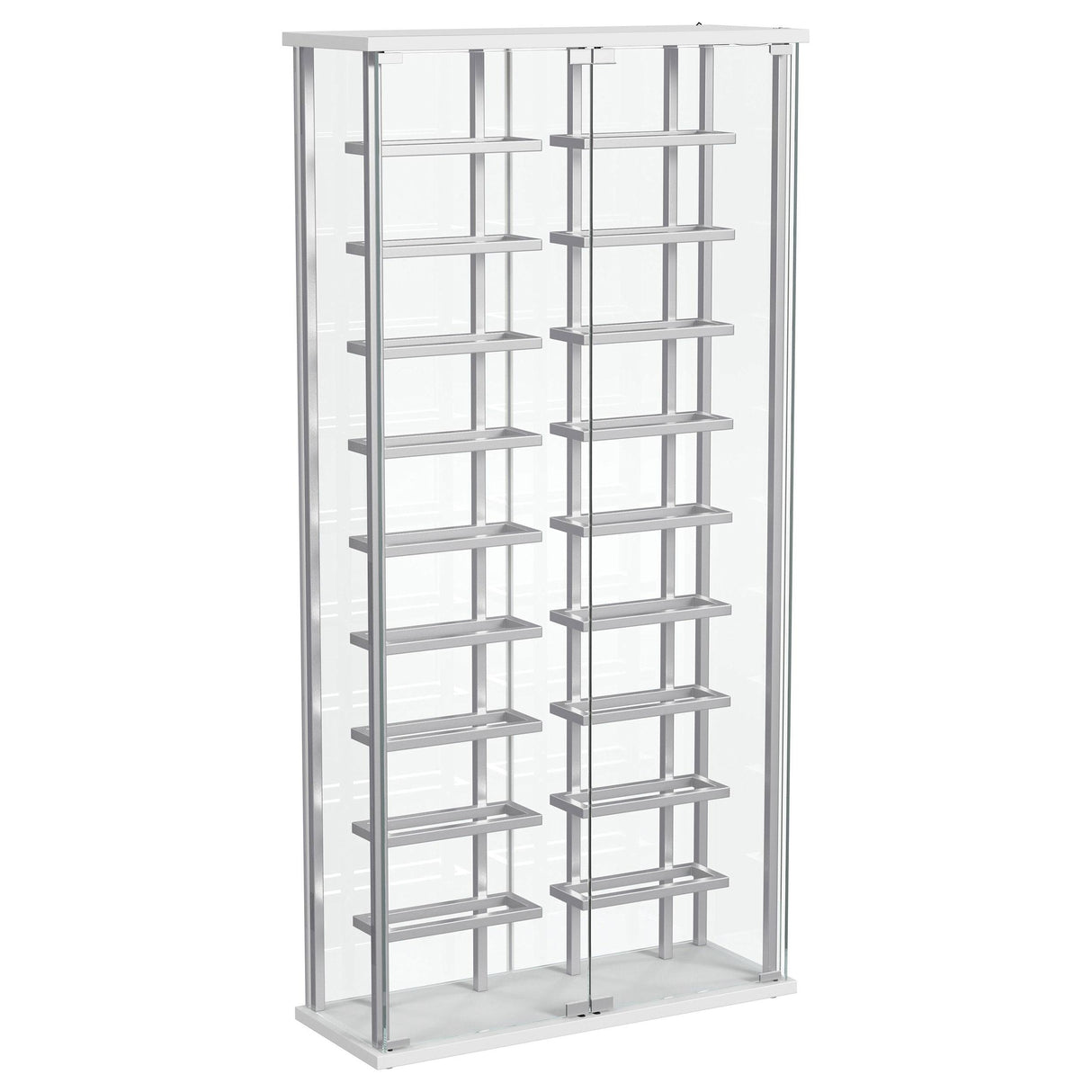  Coaster Furniture Montara 182037 Tempered Glass Wine Storage LED Curio Cabinet - Chrome IMAGE 1
