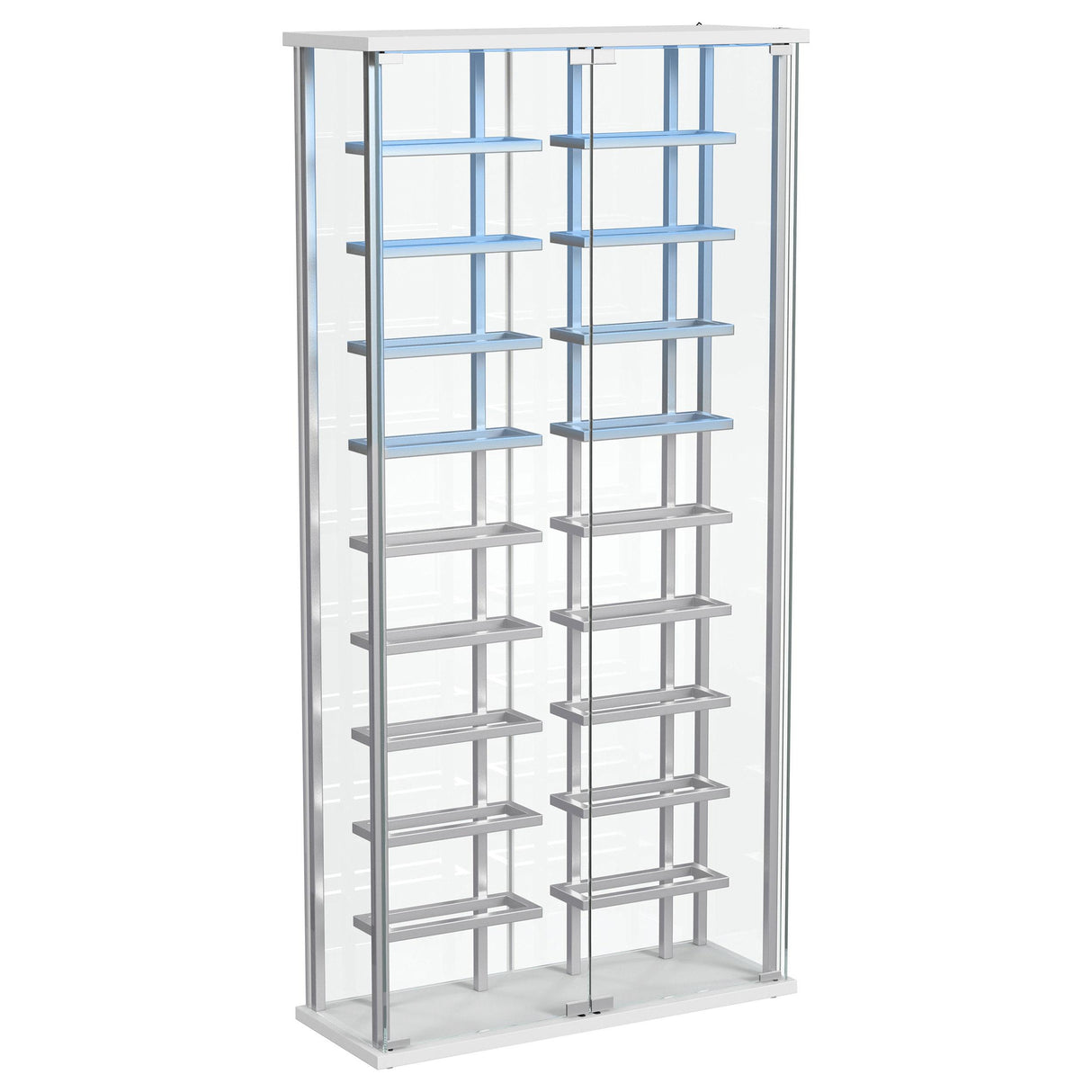  Coaster Furniture Montara 182037 Tempered Glass Wine Storage LED Curio Cabinet - Chrome IMAGE 10