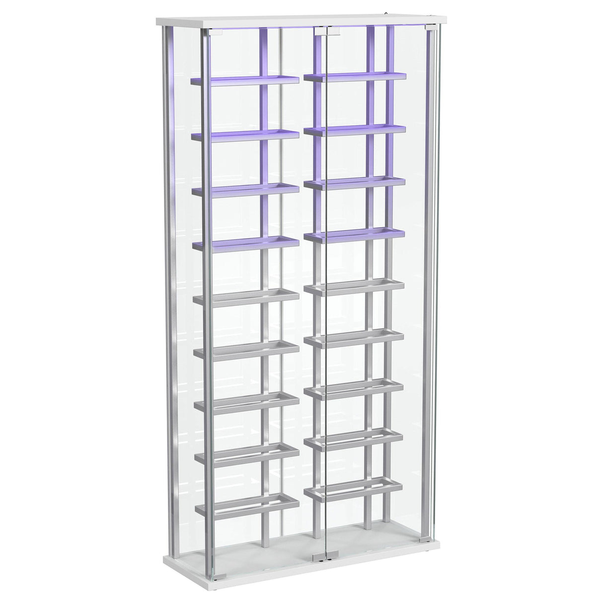  Coaster Furniture Montara 182037 Tempered Glass Wine Storage LED Curio Cabinet - Chrome IMAGE 11