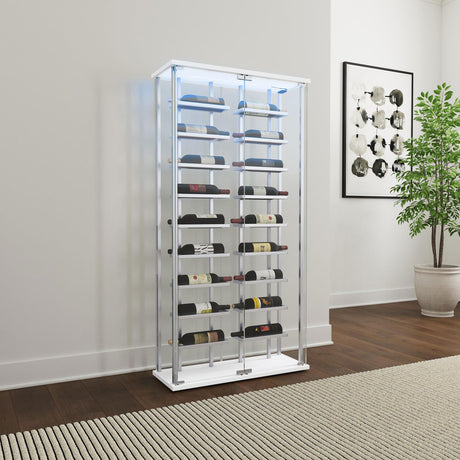  Coaster Furniture Montara 182037 Tempered Glass Wine Storage LED Curio Cabinet - Chrome IMAGE 3