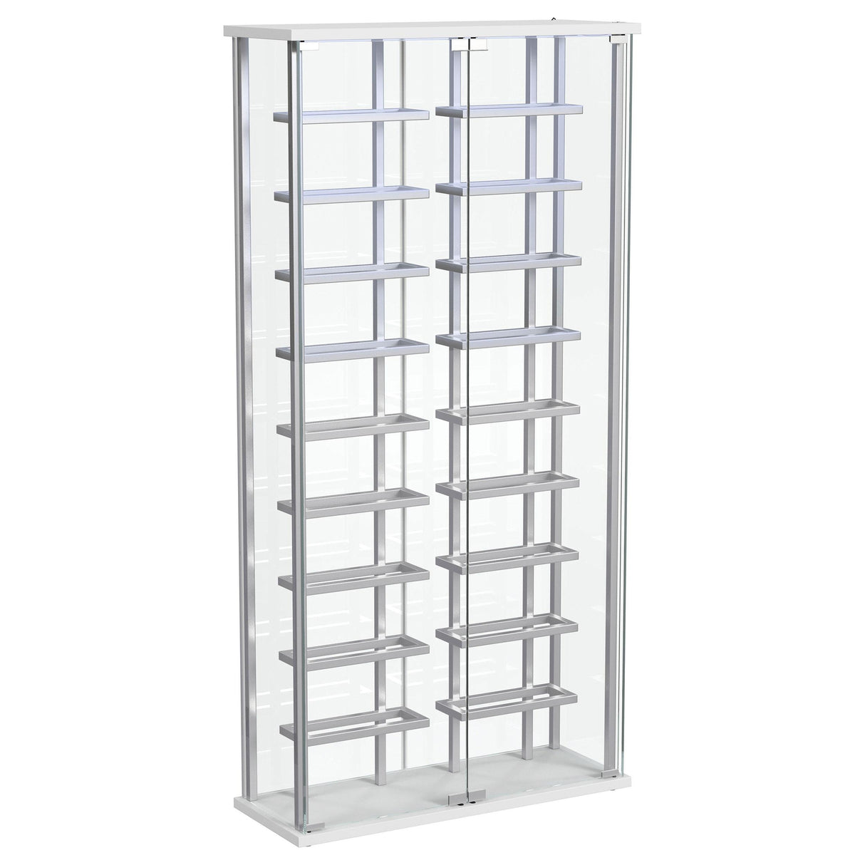  Coaster Furniture Montara 182037 Tempered Glass Wine Storage LED Curio Cabinet - Chrome IMAGE 4