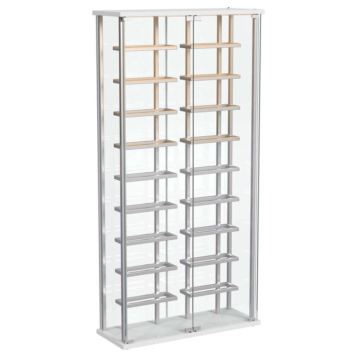 Coaster Furniture Montara 182037 Tempered Glass Wine Storage LED Curio Cabinet - Chrome IMAGE 5