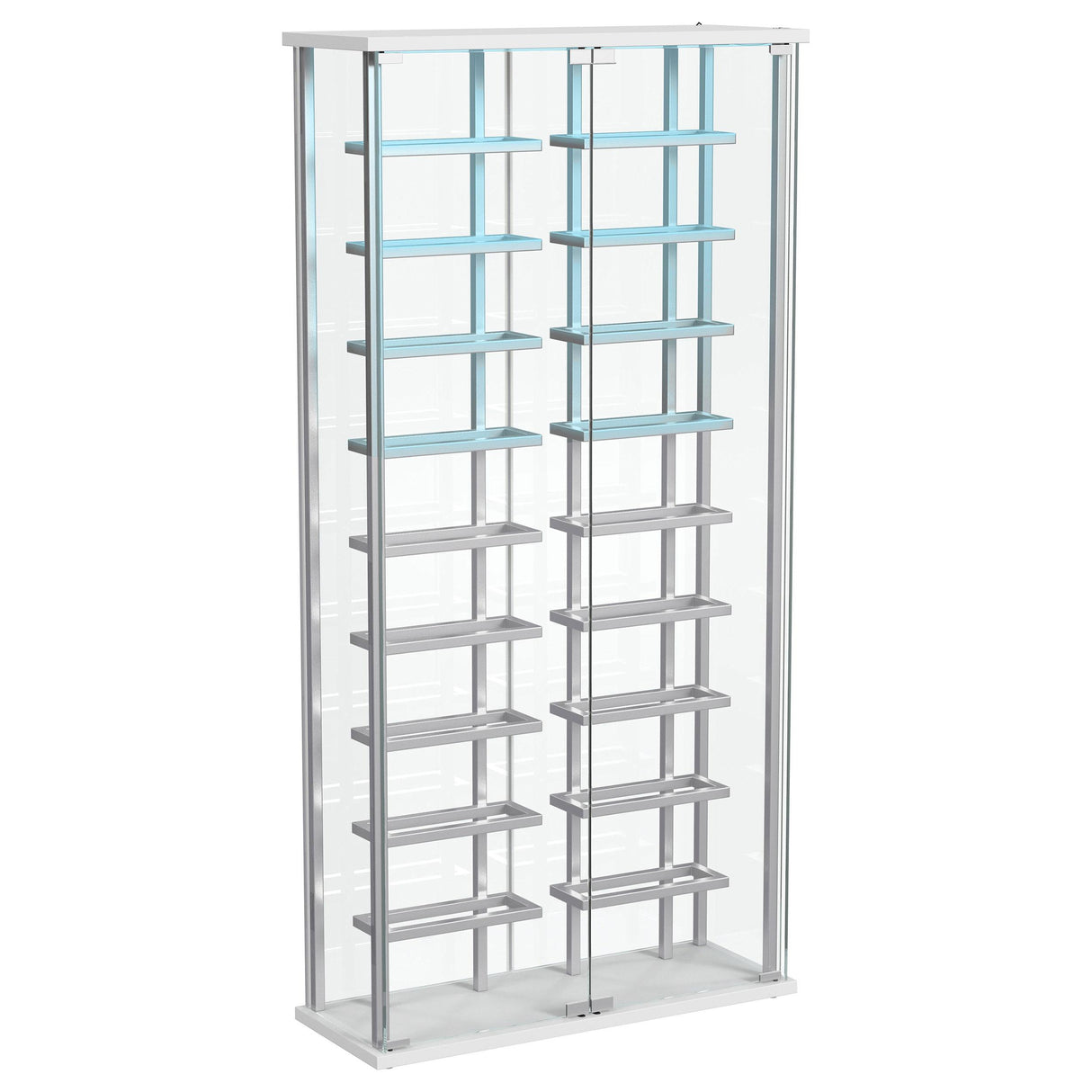  Coaster Furniture Montara 182037 Tempered Glass Wine Storage LED Curio Cabinet - Chrome IMAGE 9