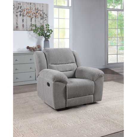  Coaster Furniture Gilson 602553 Chenille Upholstered Glider Recliner Chair - Grey IMAGE 2