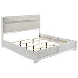 Coaster Furniture Miranda 205110KE 54-inch Upholstered Eastern King Panel Bed - White IMAGE 1